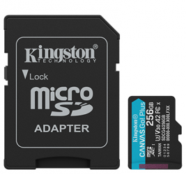 Kingston Canvas Go Plus A2/Micro SDXC/256GB/UHS-I U3 / Class 10/+ Adaptér