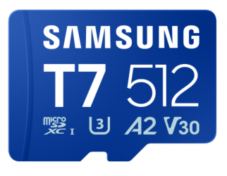 Paměťová karta Samsung T7/Micro SDXC/512GB/UHS-I U3 / Class 10/Modrá